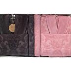 Özdilek Curve Aile Bornoz Seti- Antrasit Pembe