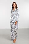 Penye Mood Kadın Desenli Gömlek Pijama Takım 2029 