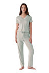 Nautica Kadın Yumuşak Dokulu Mint Pijama Takımı