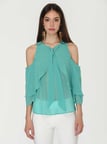 Off Shoulder Bluz Cam Göbeği