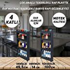 Technow Motek SR-04 Tekerlekli Plastik,Mutfak,Banyo Rafı 4 Katlı Organizer  Antrasit