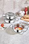 Nova 6 Parça Paslanmaz Çelik Cam Kapaklı Sahan Seti
