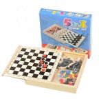 İthal Ağaç 5Li Oyun Set-Satranç.Dama.Tavla.Kızmabirader.Solo Test