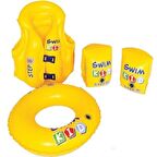 Havuz ve Deniz Çocuk Yüzme Öğrenme Seti Deniz Kolluk, Havuz Simit ve Can Yeleği Çocuk Yüzme Seti