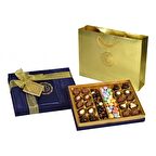 Saten Lacivert Hediye Çikolata Kutu 500gr