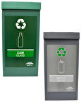 Geri Dönüşüm Kutusu Atık Kutusu Metal ve Atık Kutusu Cam 2li Set