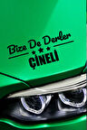Aydın Çine Siyah Araç Sticker  40x15 cm Bize De Derler  Çineli Özel Tasarım Oto Sticker