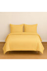 Çift Kişilik Düz Renk Sarı Nevresim + 2 Adet Yastık Kılıfı