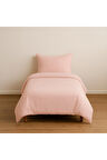 Tek Kişilik Düz Renk Pudra Nevresim + 1 Adet Yastık Kılıfı