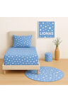 Desenli 100 x 200 cm Tek Kişilik Mavi Yıldız Lastikli Çarşaf ve Yastık Kılıfı