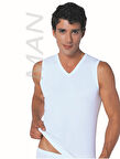 Erkek Beyaz Ribana Sıfır Kol V Yaka % 100 Pamuklu Body 3'lü Paket 116-3B