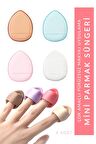 Parmak Mini Makyaj Süngeri - Puf Kapatıcı, Allık, Pudra, Rötuş Süngeri 4 Adet