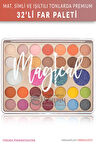 32'li Far Paleti Mat, Simli ve Işıltılı Yüksek Pigmentasyon