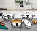 Gülsan İrem 16 cm-18 cm-20 cm Çelik Tencere Seti 3'lü