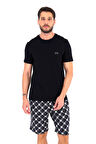 Ds Damat Ekose Desen Şort Takım SİYAH