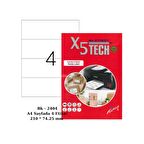 PİA Lazer Etiket tw-2404 100 A4 Sayfa Lazer Etiket 210 X 74 mm Boyutunda 1 A4 Sayfada 4 Etiket