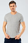 Cacharel Erkek Bisiklet Yaka Likralı T-shirt 1331/Gri