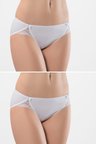 Türen Kadin Likrali Dantelli Bikini (2'li Paket) 961/Beyaz