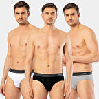 Cacharel Erkek 3'lü Slip 1321/Beyaz-Siyah-Gri