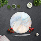 Supreme Mermer Görünümlü | Cam Kesme Tahtası (Çap 32cm)