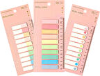 Sticky Notes Şeffaf Renkli Yapışkan Not Kağıtları Defter Yer İmleri Etiket Ayraç 3'lü Set (Vanilya)