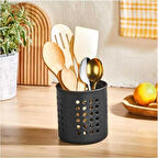Kaşıklık Tezgah Üstü Servis Standı Dik Kaşıklık Düzenleyici Siyah