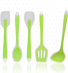 Aloha Isıya Dayanıklı Yanmaz Yapışmaz 5 Parça Silikon Pişirme Servis Seti Yeşil