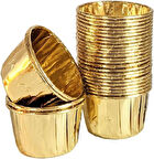 Hediye Sepeti 25'li Gold Muffin Kek Kalıbı, Kek Kapsülü Cupcake Kalıbı, Airfryer Uyumlu