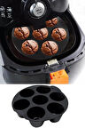 Airfryer Silikon 7'li Muffin Kek Kalıbı - Kek ve Çörek Pişirme Kabı Silikon Kalıp Siyah - (BPA Free)