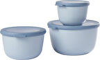 - Çok amaçlı Cirqula Round 3 parçalı set - Kapaklı saklama kabı - Saklama kutusu, buzdolabı, derin dondurucu ve mikrodalga fırın kabı olarak uygundur - 500 ml, 1000 ml ve 2000 ml - Nordic Blue