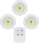 Led Işık Kablosuz Uzaktan Kumandalı Dolap Içi Led Ampul Seti 3lü Set Gece Lambası Spot Lamba
