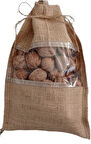 Ceviz Çuvalı, Organik Çuval, Naturel Kuruyemiş Çuvalı, Keten Çuval, Dekoratif Organik Çuval, Şeffaf Pencereli, 21 Cm-32 Cm, 10 Adet, 1 Kg Ürün Taşır.