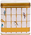 Bird Cage Desenli Kare Metal Saklama Kabı 9x9 Cm (Bird Cage)