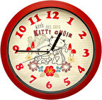 Mark Premium Serisi Kıtty Desenli Kırmızı Duvar Saati 25 cm