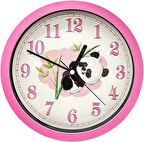 Mark Premium Serisi Panda Desenli Pembe Duvar Saati 25 cm