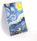 The Starry Night, Van Gogh 1889, Vintage Defter II, Çizgisiz, 96 Sayfa, İplik Dikiş, Esnek Kapak, Yaldızlı Oval Kenar, Tuval Doku, 90 gram, Fildişi Renk, 14,8x21x1cm