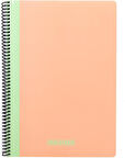 Pruva Pastel Serisi, A4 100 Yaprak Çizgili Karton Kapaklı Pet Spiralli Defter, Pembe