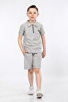 Mornio Erkek Çocuk Yarım Fermuar Polo Yaka ve Şortlu 2 li Takım VF24KMR5101516-1