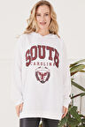Go Veform Kapüşonlu Oversize Kadın Sweatshirt Beyaz ZN5029