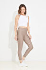 Go Veform Kadın Yüksek Bel Esnek Spor Tayt Bej ZN5121