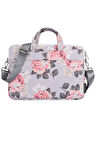 13 inç Çiçek Desenli Kadın Evrak ve Laptop Koruma Çantası Gri EVRH40