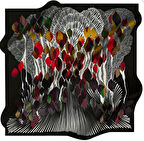 Aker Polyester Eşarp 51810 Siyah Karışık Desen