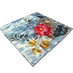 Aker Mavi Karma Desen Tivil İpek Eşarp 8824713-911