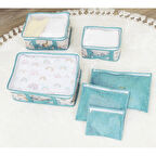 Baby 6'lı Desenli Fileli Bavul Valiz İçi Düzenleyici Çok Amaçlı Organizer (yeşil)