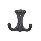 Antika Tarz Dekoratif Pirinç Anıt Çiftli Vestiyer Askı - 85x72 Mm, Oksit