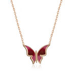 925 Ayar Gümüş Rose Minimal Kelebek Kadın Gümüş Kolye T5954 (599599)