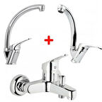 Mix Banyo Bataryası Lavabo - Evye 3 Lü Avantajlı Set