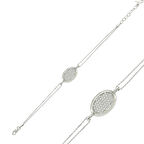 925 Ayar Gümüş Oval Beyaz Taşlı Bileklik BR0460299 (599599)