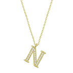 925 Ayar Gümüş Gold N Harfi Kadın Gümüş Kolye T6621 (599599)