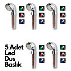 5 Adet Tasarruflu Boncuklu Ledli Duş Başlık-pil Veya Elektrik Gerekmez Kinetik Enerjili